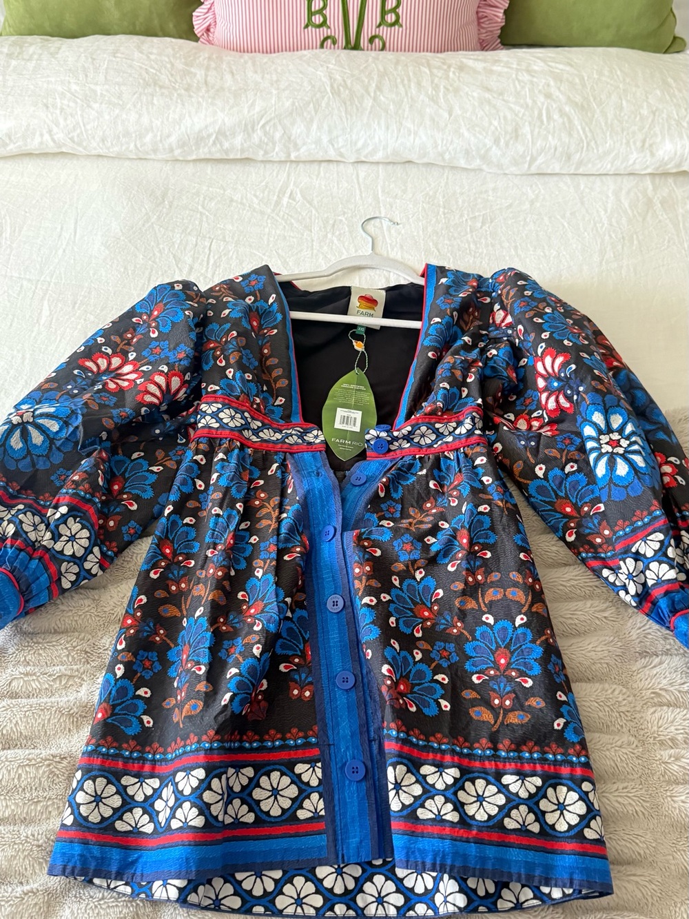 FARM Rio Blue Floral Buttoned Dress - Picture 2 of 3